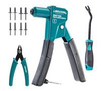 LIBRATON Plastic Rivet Gun Kit with Fastener Remover & Flush Cutter | 90 Degree Angle with 40Pcs Nylon Rivets (4 Sizes), Universal Nosepiece, Automotive/Electronics, Ergonomic, 50% Lighter Force