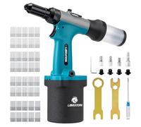 LIBRATON Pneumatic Riveter Kit, Heavy Duty Air Rivet Gun 2.4mm, 3.2mm, 4mm, 4.8mm with 200 Rivets, Professional Pop Riveter Tool for Car Repair, Self-Suction Design