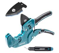 Libraton PVC Pipe Cutter, Cuts up to 63 mm, Ratchet Pipe Cutter Heavy-Duty with Replacement Blade, PEX, PVC, PPR Plastic Cutter, Hoses and Plumbing Pipes, Deburring Tool