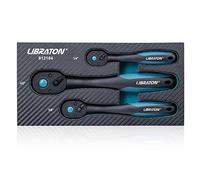 LIBRATON Ratchet Handle, 3 PCS 1/4", 3/8", 1/2" Heavy Duty Drive Ratchet Socket Wrench with Quick-Release Head, 72 Teeth, Reversible Design, Comfort Grip for Car Repair, EVA Organizer