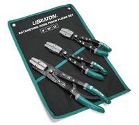 LIBRATON Ratchet Hose Clamp Pliers - 3pc Set, Automotive, Radiator Hose tool, 8"-12"Flexible, Storage Bag Included