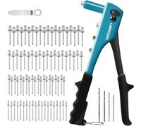 Libraton Rivet Gun, Hand Riveter 80pcs Metal Rivets and 4pcs HSS Drill bits, Pop Rivet Gun, Professional Riveter Tool for Automotive, Railway, Furniture, Instrument