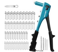 LIBRATON Rivet Gun, Hand Riveter, Pop Rivet Gun | 80pcs Metal Rivets and 4pcs HSS Drill bits, Professional Riveter Tool for Automotive, Railway, Furniture, Instrument