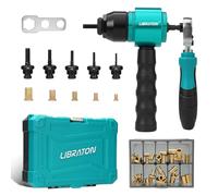 LIBRATON Rivet Nut Drill Adapter & Ratchet Wrench Set, Rivnut Tool Kit | M3-M8 Cordless Rivet Nut Drill Attachment, 5 Mandrels, 50 Nuts, Quick Change, for DIY & Auto Repair with Carrying Case