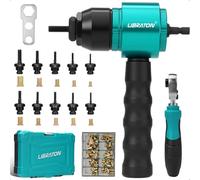 LIBRATON Rivet Nut Drill Adapter & Ratchet Wrench Set, Rivnut Tool Kit | Manual Rivnut Tool Kit, 10 Mandrels, 100 Nuts, Quick-Change, DIY & Auto Repair with Carrying Case