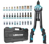 LIBRATON Rivet Nut Tool | Hand Rivet Nut Setter with 110PCS Rivet Nuts, 11PCS Metric & SAE Interchangeable Mandrels and Carrying Case, Easy Replace