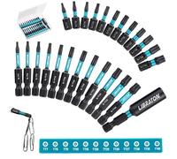LIBRATON Security Torx Bit Set, 25PCS Impact Screwdriver Bits, S2 Steel Tamper Proof Star Screw Bits with Magnetic Tips (1" & 2" Long), Includes Magnetic Holder & Storage Case