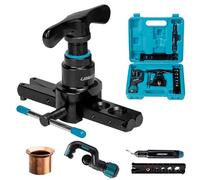 LIBRATON Single Flaring Tool, 1/4''- 3/4'' & 6-19mm HVAC Flare 45 Degrees Eccentric for Copper, Brass, Aluminum Tubes, Copper Pipe Cutter and Deburring Tool, Tubing Flaring Tool Kit with Toolbox