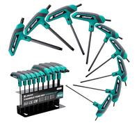 LIBRATON T Handle Torx Wrench Set, T10-T50 Star Wrench With T-Handle, Two-Tip Design for Torx Screws, 9PCS Set for DIY, Auto Bike Repair Tool With Storage Rack
