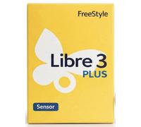 Libre 3 Plus sensor for diabetes monitoring with Arrowedge wipe and patch
