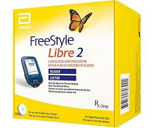 Libre Glucose Meter Libre 2 with Optional Glucose Alarms, High & Low Blood Sugar Indications, Sensors Sold Separately