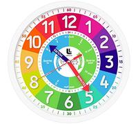 LibreLine 12" Colorful Easy to Read Classroom Decor 3D Wall Clock - Silent Analog Clock for Kids to Learn Telling Time in Homeschool, Playroom. Teachers & Parents Best Visual Educational Teaching Tool