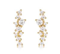 LibreLumos Moissanite Crawler Stud Earrings for Women, 925 Sterling Silver with 18K White Gold Plating, Moissanite Earring for Women, Delicate Hypoallergenic Jewellery, Christmas, Anniversary