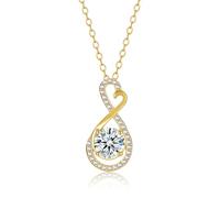 LibreLumos Moissanite Necklace for Women 1ct Infinity Love Simulated Diamond Pendant 18K White Gold Plated 925 Sterling Silver Gifts for Women Wife Mom Jewelry, Sterling Silver, Moissanite