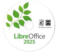 LibreOffice Office Suite 2025 on CD Compatible with Microsoft Office Word, Excel & PowerPoint for Home Student Business One Time Purchase, Lifetime License Windows PC & Mac (DVD Disc 2025)