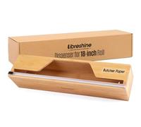 Libreshine Compact 18 Inch Foil Dispenser & Butcher Paper Dispenser with Slide Cutter, Wall-Mount Bamboo Paper Roll Organizer for Kraft/Freezer/Wax Paper, for Countertop, Drawer or Cabinet