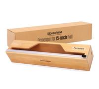 Libreshine Long Foil and Plastic Wrap Organizer with Cutter, Holder for 15 Inch Parchment Paper Roll, Bamboo Wall Mount Kitchen Wrap Dispenser