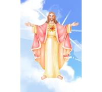 Libreta con ilustración de Jesucristo: Cuaderno sin líneas con fondo celestial en acuarela