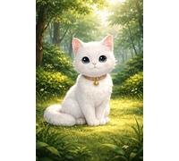 Libreta gato blanco en claro soleado: Cuaderno con líneas y diseño natural relajante para diario, notas y escritura creativa