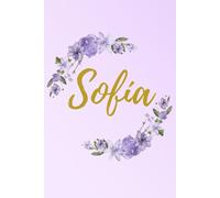 Libreta Sofia Floral: Cuaderno sin Renglones con Corona de Flores Violetas y Nombre en Dorado