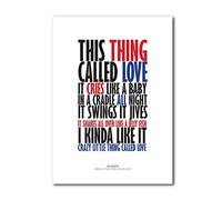 Libretto Designs QUEEN - Crazy Little Thing Called Love -Art Print poster with lyrics
