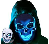 LIBRNTY Scary Death Mask,V for Vendetta Mask,Neon Light Up Mask (Blue)