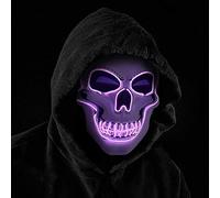 LIBRNTY Scary Death Mask,V for Vendetta Mask,Neon Light Up Mask (Purple)