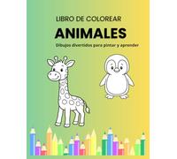 Libro de colorear animales: Animales de granja y selva con dibujos grandes y fáciles para niños