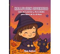 Libro Kawaii de Halloween para Colorear y Jugar (4-8 años): Brujitas, gatitos, calabazas, fantasmas y actividades al estilo Montessori para una diversión creativa