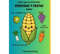 libro para colorear verduras y frutas: kawaii