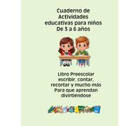 Libro preescolar -Cuaderno de Actividades Infantiles- Aprender a Escribir Letras y Números - Puzzles para recortar y pegar - Imágenes para colorear
