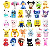 LIBUHUIGA 20Pcs 3D Silicone Focal Beads for Pens, Cartoon Cute Character Focal Beads for Keychains Making DIY Bracele Jewelry Making, Silicone