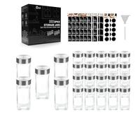 LIBWYS 25 Pack Spice Jars Set, 120ml Square Kitchen Glass Spice Containers with English Spice Labels, Airtight Spice Storage Jars For Spice Herbs Storage