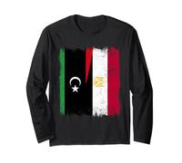 Libya Egypt Half Flag Libyan Egyptian Heritage Long Sleeve T-Shirt
