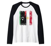 Libya Egypt Half Flag Libyan Egyptian Heritage Raglan Baseball Tee