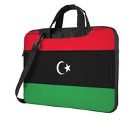 Libya Flag Print Laptop Bag, Adjustable Shoulder Strap and Hidden Handle, Simplify Your Everyday, Black/White, 15.6 inch