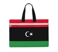 Libyan Flag Canvas Document Bag Organizer Handbag For Travel And Leisure Weekends, Black, One Size