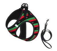 Libyan Flag Print Step in Dog Harness and Leash Set,Adjustable Reflective Harness for Small Dogs Cats