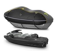 LIBZAKI Jet Ski Cover PWC Cover 2-3 Seats Heavy Duty Waterproof 600D UV Resistant Fits for Yamaha Sea-Doo Kawasaki up to 112~135" Gray/Black