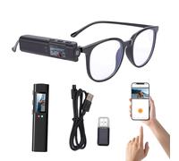 LICAEVEY 2.7K HD Video Recording Glasses, 110° Wide Angle Camera with Noise Cancelling Microphones, WiFi Connected Body Camera for Hands Free Sports Vlogging and Travel (Black)