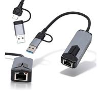 LICAEVEY 2 in 1 USB A and USB C 5000Mbps RJ45 LAN Network Adapter, 5Gbps 3.0 to Ethernet Adapter, High Speed Wired Internet Dongle for Laptop, PC, Desktop,Tablet