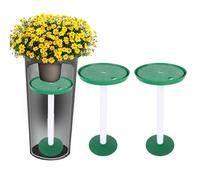 LICAEVEY 2 Sets Adjustable Height Plant Inserts with Drainage Holes, Planter Filler Risers for Large Flower Pots, Sturdy PP ABS Material (Green)