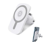 LICAEVEY 20W Magnetic Wireless Car Charger Holder, 3 in 1 Magnetic Phone Charger Holder with Vent Clips and Support Arms, Ideal for Charging Your Phone While Driving (White)