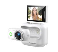 LICAEVEY 4K Mini WiFi Action Camera, 4K 48MP Flip Screen Thumb Camera with 2.0 Inch Touch Screen, Magnetic Detachable Design for Vlogging, Cycling, Skiing (White)