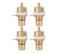 LICAEVEY 4PCS Gold Plated Female Phono Panel Mount Chassis Socket Jack Connector, Pure Copper Solder Type Terminal Plug for Amplifier Speaker Audio