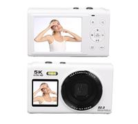 LICAEVEY 5K Digital Camera, 80MP Dual Screens Camera with Dual Lens & Flash, 18x Zoom Autofocus, Anti Shake Portable Rechargeable Selfie Camera for Teens Boys Girls (White)