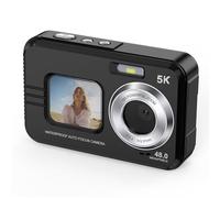 LICAEVEY 5K Underwater Camera, 48MP Autofocus Dual Screen wster proof Digital Camera with 32GB Card, Fill Light for Snorkeling Swimming Diving (Black)