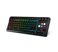 LICAEVEY 75% Wired Mechanical Keyboard, 78 Key Layout with 6 Programmable LCD Keys & 3 Knobs, RGB Backlit Hot Swap Red Switch Keyboard for PC Gaming (Black)