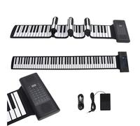 LICAEVEY 88 Keys Foldable Piano Keyboard, Rechargeable LED Display, 128 Tones 128 Rhythms, MIDI Output, Support 14 Demo Songs, 88 Keys Electronic Hand Roll Piano