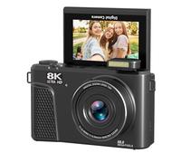 LICAEVEY 8K Digital Camera for Photography Autofocus 88MP, 18X Digital Zoom Vlogging Camera with 3" 180° Flip Screen, WiFi, Dual Batteries & 32GB Card (Black)